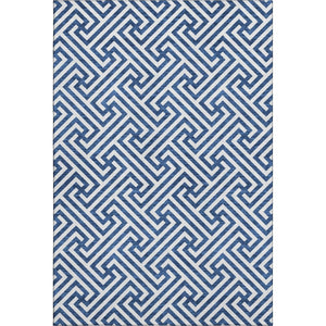 HomeRoots 10' Blue and Ivory Geometric Washable Area Rug – Durable, Stain Resistant, UV Protected for High Traffic Areas 661791