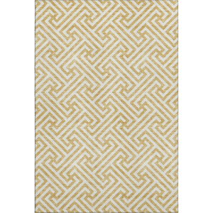HomeRoots 8' X 10' Gold And Ivory Geometric Area Rug - Washable, UV Protected, Stylish for Homes with Kids & Pets 661801