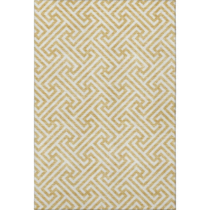 HomeRoots 9' X 12' Gold And Ivory Geometric Area Rug - Washable, UV-Protected, Perfect for Homes with Kids! 661802