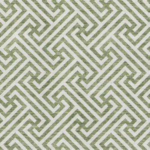 HomeRoots 5' X 8' Green and Beige Geometric Area Rug – Stylish, Washable, UV-Protected for Everyday Living 661805