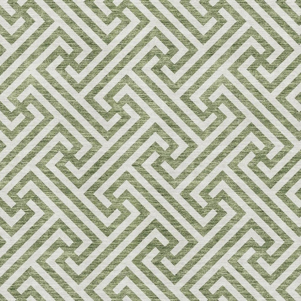 HomeRoots 5' X 8' Green and Beige Geometric Area Rug – Stylish, Washable, UV-Protected for Everyday Living 661805