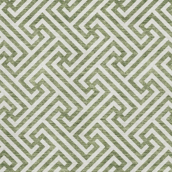 HomeRoots 8' X 10' Stylish Green and Beige Geometric Area Rug - Washable, UV Protected, Durable for Homes 661807