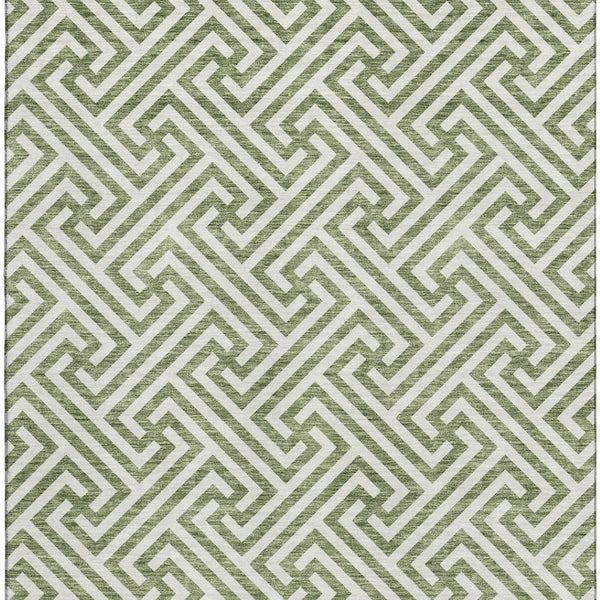 HomeRoots 8' X 10' Stylish Green and Beige Geometric Area Rug - Washable, UV Protected, Durable for Homes 661807