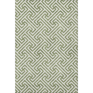 HomeRoots 9' X 12' Green & Beige Geometric Area Rug - Washable, Stain Resistant, UV Protected for Modern Spaces 661808