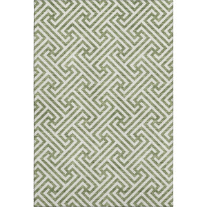 HomeRoots 10' X 14' Green Beige Geometric Washable Area Rug - UV Protected, Soft, Stain-Resistant & Durable! 661809