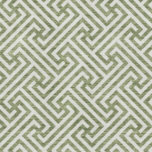 HomeRoots 10' X 14' Green Beige Geometric Washable Area Rug - UV Protected, Soft, Stain-Resistant & Durable! 661809