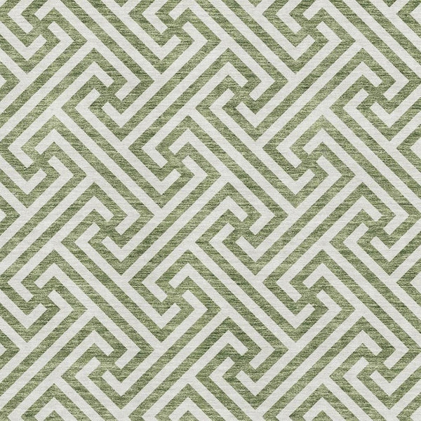 HomeRoots 10' X 14' Green Beige Geometric Washable Area Rug - UV Protected, Soft, Stain-Resistant & Durable! 661809