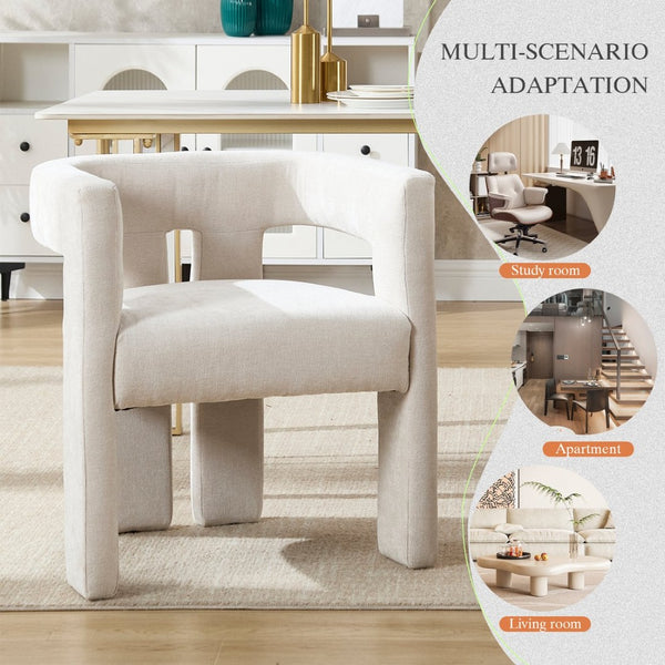 English Elm United We Win Chenille Barrel Accent Armchairs Set of Two for Living Room Dining Beige W1568P389268