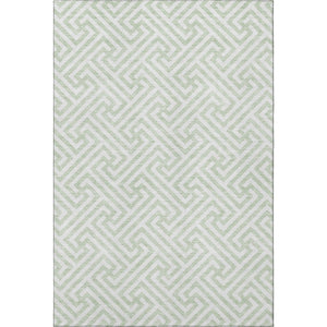 HomeRoots 5' X 8' Stylish Mint Green & Ivory Geometric Area Rug - Washable, UV-Protected, Durable Design! 661823