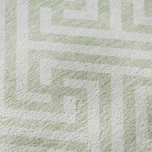 HomeRoots 8' Mint Green Geometric Round Rug - Washable, UV-Protected, Durable for Family Spaces & Patios 661824