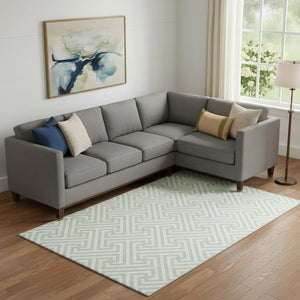HomeRoots 8' X 10' Modern Mint Green & Ivory Geometric Area Rug with UV Protection - Washable & Stain-Resistant! 661825