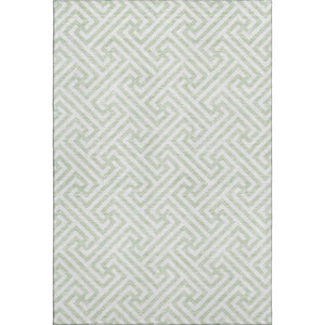 HomeRoots 8' X 10' Modern Mint Green & Ivory Geometric Area Rug with UV Protection - Washable & Stain-Resistant! 661825
