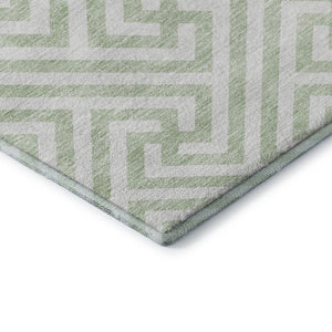 HomeRoots 8' X 10' Modern Mint Green & Ivory Geometric Area Rug with UV Protection - Washable & Stain-Resistant! 661825