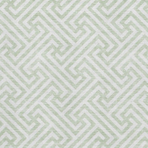 HomeRoots 8' X 10' Modern Mint Green & Ivory Geometric Area Rug with UV Protection - Washable & Stain-Resistant! 661825