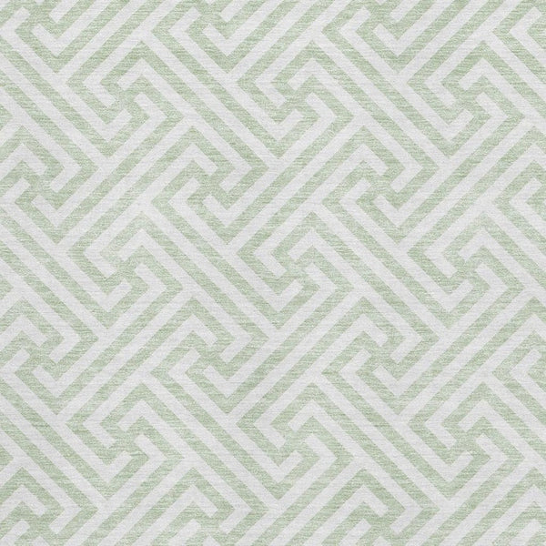 HomeRoots 8' X 10' Modern Mint Green & Ivory Geometric Area Rug with UV Protection - Washable & Stain-Resistant! 661825