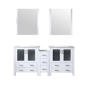 English Elm White Double Bath Vanity 72" With Elegant Ceramic Top, Ample Storage, Soft-Close Hardware & Mirrors B2731S00595-GIGA