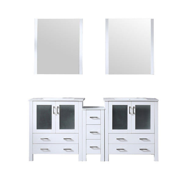 English Elm White Double Bath Vanity 72" With Elegant Ceramic Top, Ample Storage, Soft-Close Hardware & Mirrors B2731S00595-GIGA