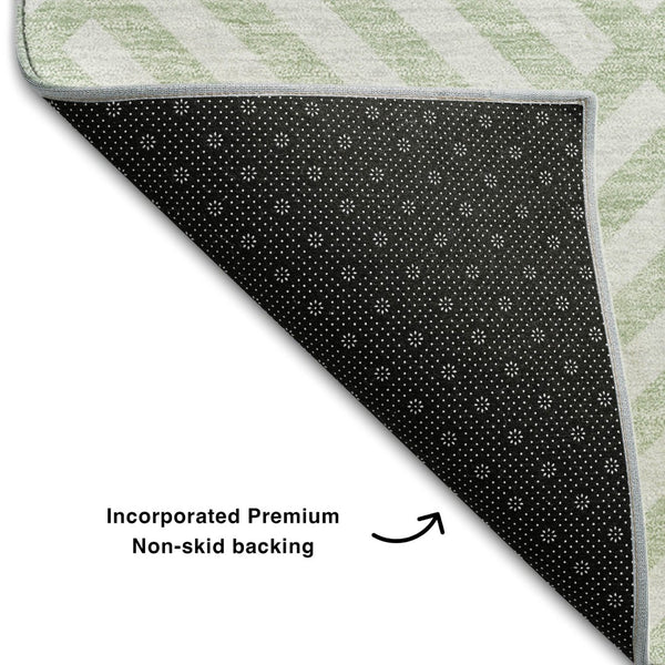 HomeRoots 9' X 12' Stylish Mint Green and Ivory Geometric Area Rug - Washable, UV Protected, Durable Comfort 661826