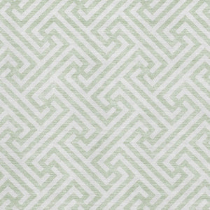 HomeRoots 9' X 12' Stylish Mint Green and Ivory Geometric Area Rug - Washable, UV Protected, Durable Comfort 661826