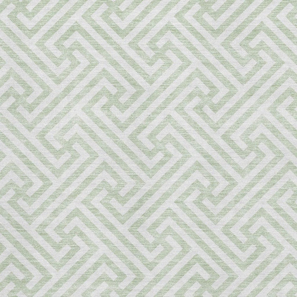 HomeRoots 9' X 12' Stylish Mint Green and Ivory Geometric Area Rug - Washable, UV Protected, Durable Comfort 661826
