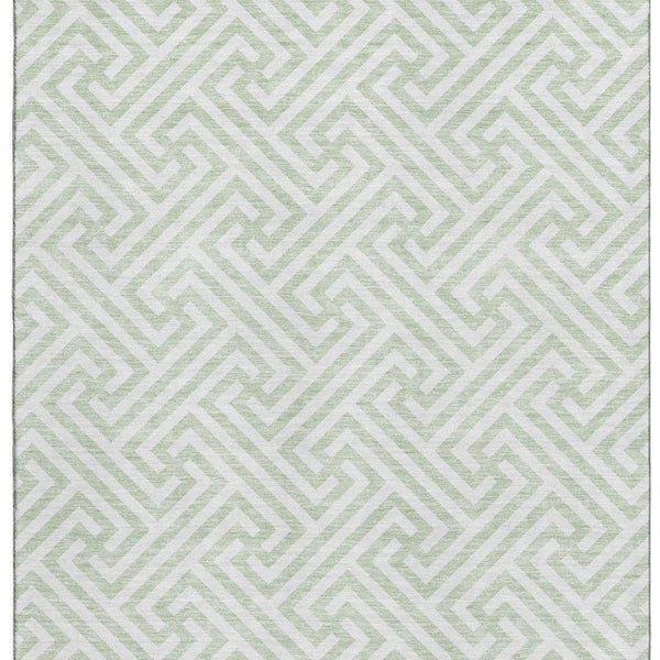 HomeRoots 9' X 12' Stylish Mint Green and Ivory Geometric Area Rug - Washable, UV Protected, Durable Comfort 661826