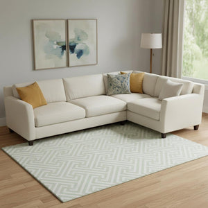 HomeRoots 10' X 14' Mint Green Geometric Area Rug - Washable, UV Protected, Durable & Stylish for Any Room 661827