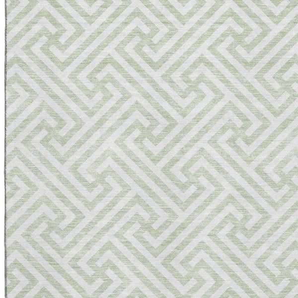 HomeRoots 10' X 14' Mint Green Geometric Area Rug - Washable, UV Protected, Durable & Stylish for Any Room 661827