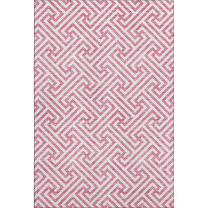 HomeRoots 10' X 14' Pink Geometric Area Rug – Washable, UV Protected & Stain-Resistant for Family Spaces 661839
