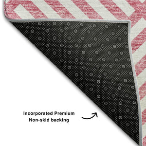 HomeRoots 10' X 14' Pink Geometric Area Rug – Washable, UV Protected & Stain-Resistant for Family Spaces 661839