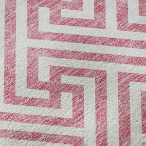 HomeRoots 10' X 14' Pink Geometric Area Rug – Washable, UV Protected & Stain-Resistant for Family Spaces 661839