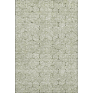 HomeRoots 8' X 10' Artichoke Green & Ivory Geometric Washable Area Rug with UV Protection for Modern Spaces 661867