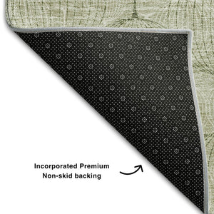 HomeRoots 8' X 10' Artichoke Green & Ivory Geometric Washable Area Rug with UV Protection for Modern Spaces 661867