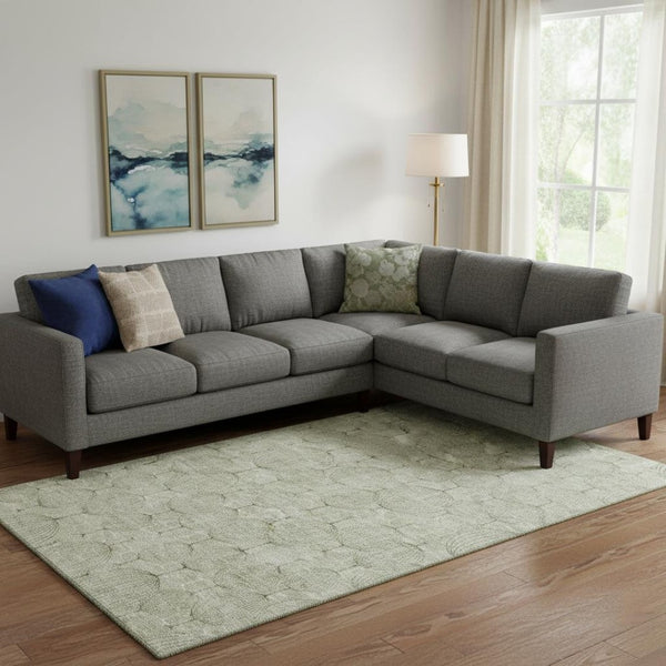 HomeRoots 9' X 12' Artichoke Green & Ivory Geometric Area Rug - Washable, UV Protected, Ideal for Busy Homes 661868