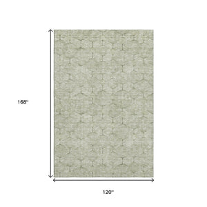 HomeRoots 10' Geometric Artichoke Green Area Rug - Washable, UV Resistant, Modern Design for High Traffic Areas 661869