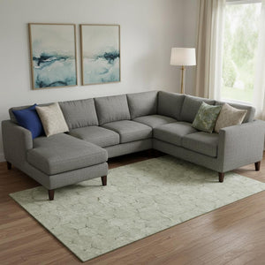 HomeRoots 10' Geometric Artichoke Green Area Rug - Washable, UV Resistant, Modern Design for High Traffic Areas 661869
