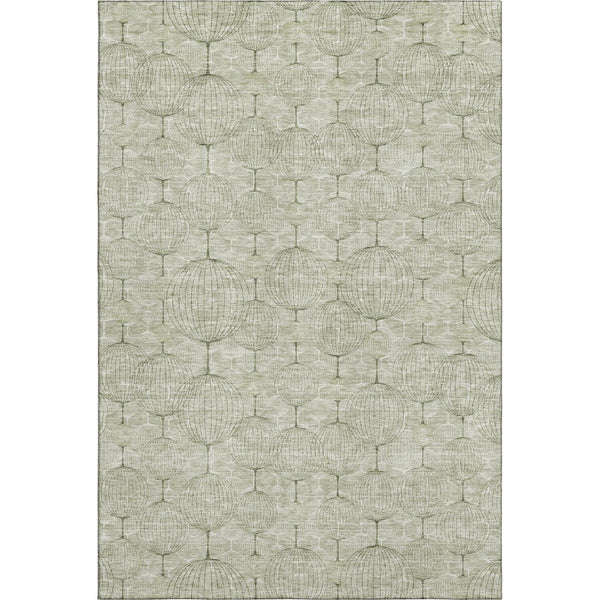 HomeRoots 10' Geometric Artichoke Green Area Rug - Washable, UV Resistant, Modern Design for High Traffic Areas 661869