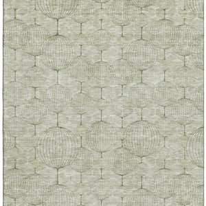 HomeRoots 10' Geometric Artichoke Green Area Rug - Washable, UV Resistant, Modern Design for High Traffic Areas 661869