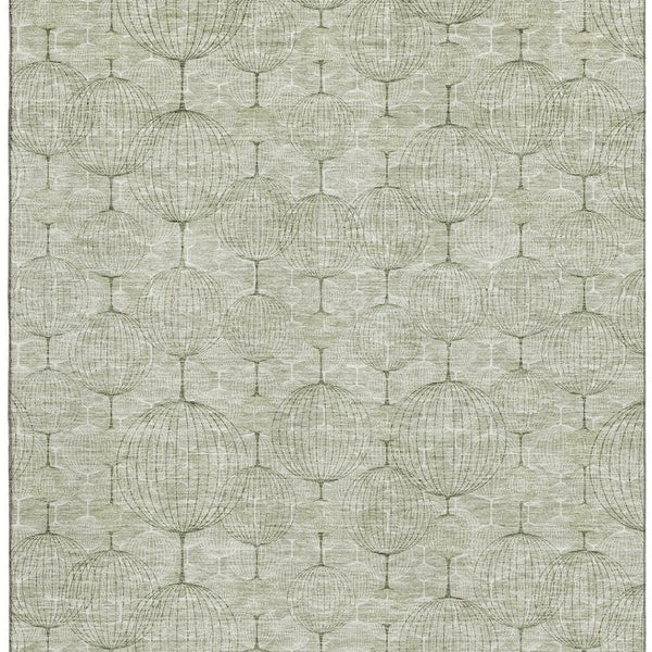HomeRoots 10' Geometric Artichoke Green Area Rug - Washable, UV Resistant, Modern Design for High Traffic Areas 661869