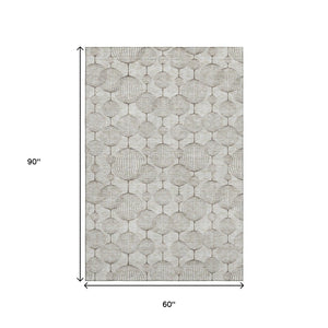 HomeRoots 5' X 8' Beige and Brown Geometric Area Rug – Durable, Washable, Stain-Resistant with UV Protection 661871