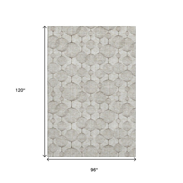 HomeRoots 8' X 10' Beige & Brown Geometric Area Rug - Washable, UV-Protected, Perfect for Busy Homes! 661873