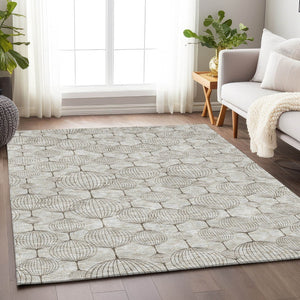 HomeRoots 8' X 10' Beige & Brown Geometric Area Rug - Washable, UV-Protected, Perfect for Busy Homes! 661873