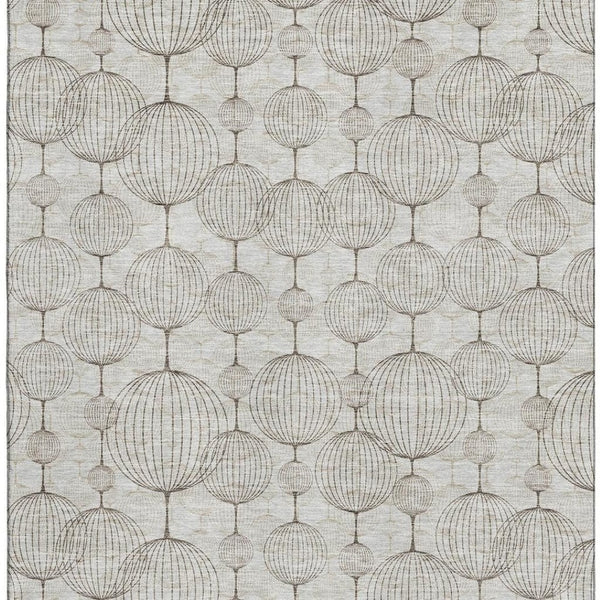 HomeRoots 8' X 10' Beige & Brown Geometric Area Rug - Washable, UV-Protected, Perfect for Busy Homes! 661873