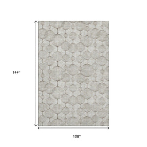 HomeRoots 9' X 12' Geometric Beige and Brown Washable Area Rug with UV Protection for Modern Living Spaces 661874