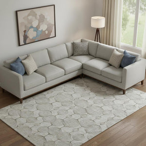 HomeRoots 9' X 12' Geometric Beige and Brown Washable Area Rug with UV Protection for Modern Living Spaces 661874