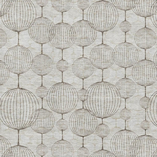 HomeRoots 9' X 12' Geometric Beige and Brown Washable Area Rug with UV Protection for Modern Living Spaces 661874