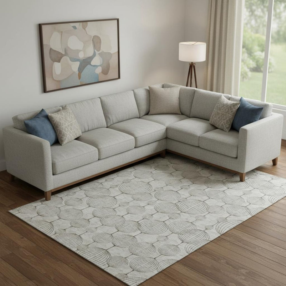 HomeRoots 10' X 14' Beige and Brown Geometric Area Rug - Washable, UV Protected, Stylish for High Traffic Spaces 661875