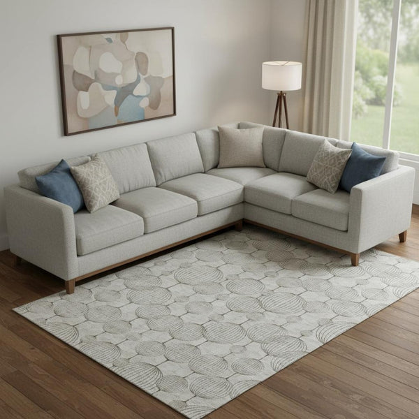 HomeRoots 10' X 14' Beige and Brown Geometric Area Rug - Washable, UV Protected, Stylish for High Traffic Spaces 661875