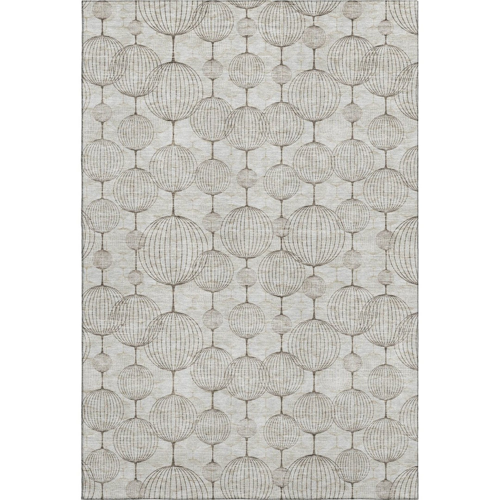 HomeRoots 10' X 14' Beige and Brown Geometric Area Rug - Washable, UV Protected, Stylish for High Traffic Spaces 661875