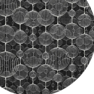 HomeRoots 8' Black And Ivory Geometric Washable Round Rug – Durable, Stain-Resistant, UV-Protected, Stylish Décor! 661878