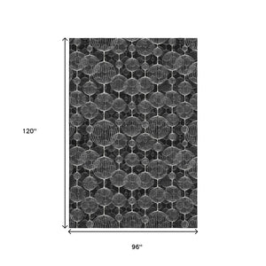 HomeRoots 8' X 10' Stylish Black And Ivory Geometric Area Rug – Durable, Washable, UV Protected For High-Traffic Homes 661879